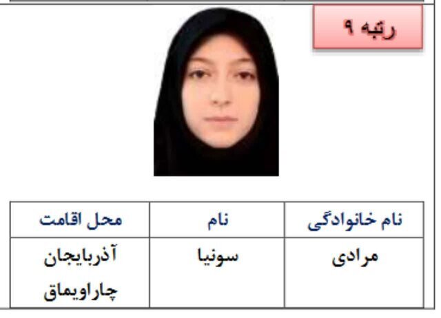 رتبه 9 کنکور